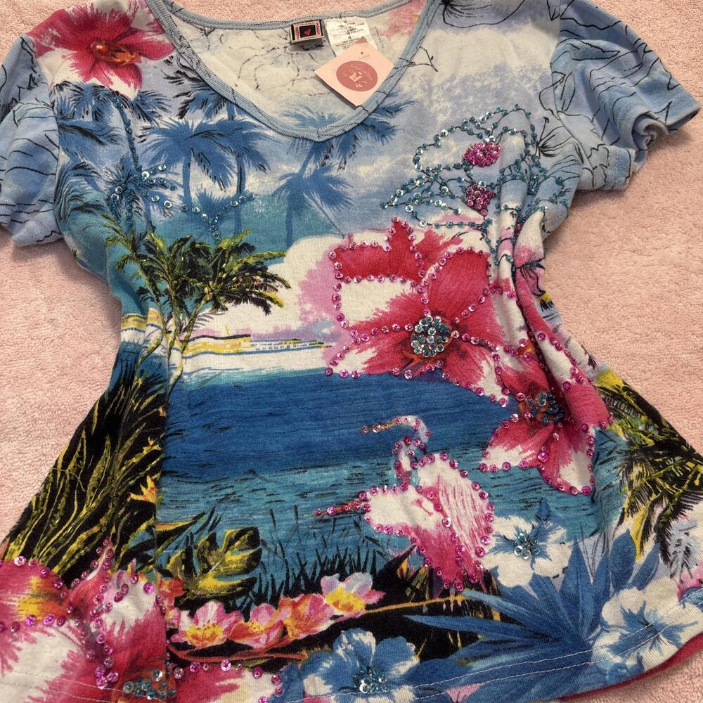 vintage beaded floral baby tee - Picture 4 of 5